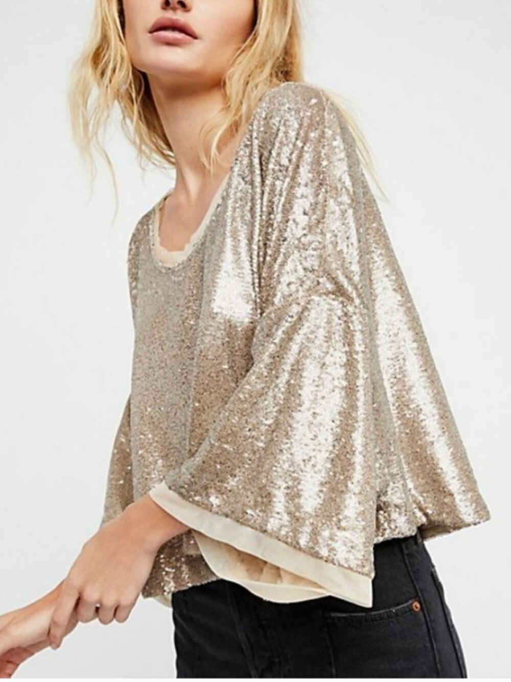 Free People Champagne Dreams Tee Size M